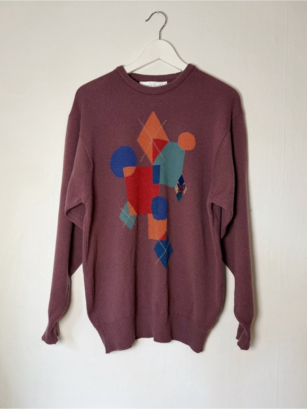 Rare Vintage 80s/90s Lyle & Scott Lambswool Geometric Abstract Knit Crewneck